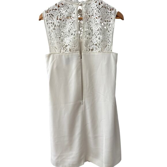 Theory Aronella Elevate Crepe Lace-Yoke Dress in Ivory Size 8 - Picture 6 of 10